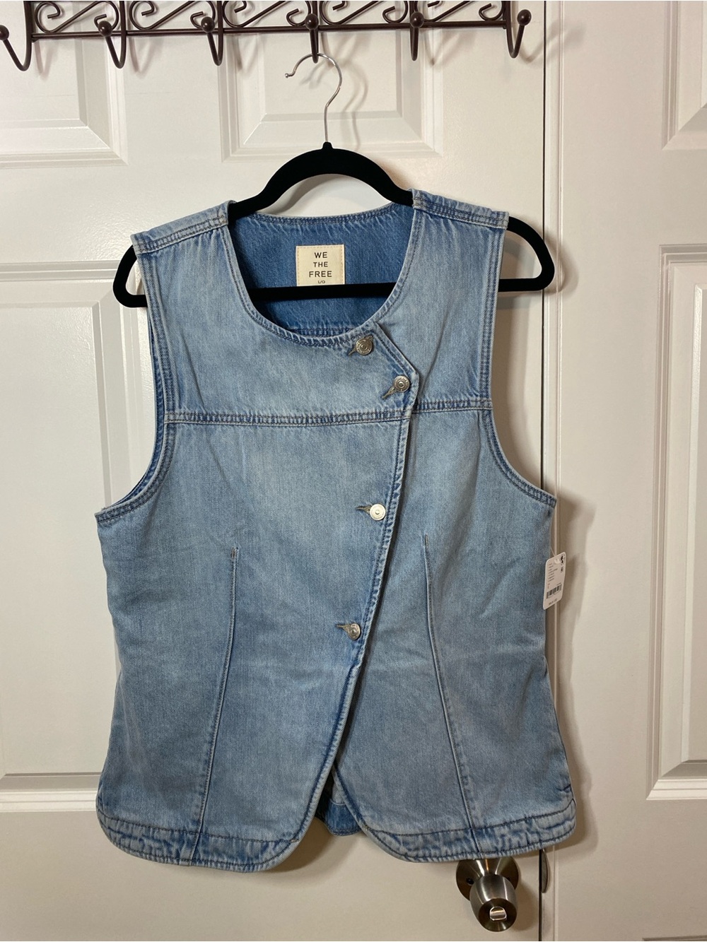 NWT Free People Light Wash Denim Vest Large